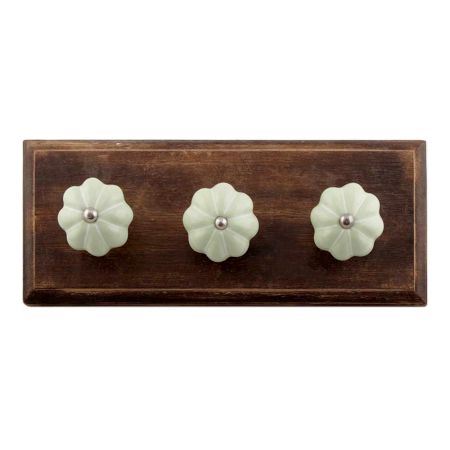 Light Green With Silver Line Ceramic Melon Wooden Hook 